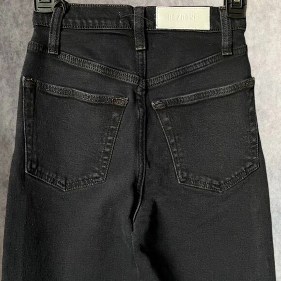 RE/DONE 70s Ultra High Rise Stove Pipe Jeans Womens Size 23 Black Retro Denim - Picture 7 of 16